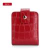 Bolso de almacenamiento pequeño de cuero PU con patrón de cocodrilo de Corea del Sur, color rojo boca, portátil para llevar en cabina, bolsa para maquillaje y labial con espejo