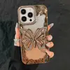 Nueva Funda para Teléfono Móvil con Mariposa Grande Calada de Brillo Degradado y Pedrería para iPhone 17 Pro Max Adecuada para 16 Suave Electrochapado 15