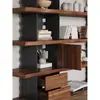 Estante de aço e madeira prateleira de armazenamento de parede inteira com gavetas divisória simples para sala de estar escritório estante de madeira maciça estante de exibição de chão
