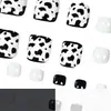 Modelo Mais Vendido no Comércio Exterior: Unhas Postiças Pretas e Brancas com Contraste de Estampa de Vaca Clássicas Modernas Versáteis Estilo Doce Cool Atacado