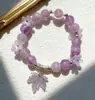 Pulsera Nueva de Cristal y Vidrio con Colgante de Flor y Hoja de Arce, Pulsera de Amistad para Mujer, Joyería Festiva, Venta al por Mayor para Atracciones Turísticas