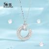Collar tipo C de plata esterlina s925 para uñas para mujer con incrustaciones de diamantes, popular en internet, ligero lujo, diseño de nicho, cadena para clavícula clásica