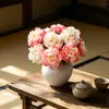 Flor Artificial de Peonía de Alta Gama de una Sola Cabeza Estilo Chino Decoración de Sala de Estar Centro de Mesa de Flores Ramo de Flores Falsas de Peonía