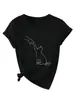 Camiseta de manga corta con cuello en V, linda, divertida y versátil para mujer, con diseño de puño de gatito, de Amazon Wish, comercio electrónico transfronterizo, en stock para usar en capas
