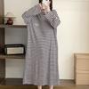 Pijama Transfronteiriça Feminina Primavera e Outono Fina Manga Comprida Camisola Bonita Doce Bolinhas Onduladas Solta Plus Size Roupa de Casa para Usar Fora