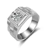 Novo Anel Masculino Grande Anel Boss Anel Quadrado Aberto Cravejado de Diamantes Negócios Fosco Tridimensional Largo Anel Masculino