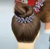 Acessório de cabelo de folha de oliveira em resina, modelador de coque, grampo de cabelo para mulheres, ornamento de cabelo profissional, clipe torcido, cheio de strass, clipe para rabo de cavalo