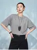 Puntos BrillantesLentejuelas Redondas Cuello Redondo Corte Holgado Hombro Caído de Cinco Puntas Blanco Color Sólido Manga Corta Longitud Media Camiseta de Mujer para Verano
