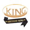 Diadema de corona de cumpleaños KING para hombre más vendida transfronteriza, tocado para disfraz de fiesta con traje incrustado de diamantes