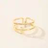 Anillos de Moda Transfronterizos Europeos y Americanos de Lujo Ligero con Circonita para Mujer, Simples y Versátiles, Anillos Abiertos Ajustables de Gama Alta al por Mayor