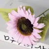Girassol Artificial de Haste Única Transfronteiriço, Decoração para Sala de Estar de Casa, Flor Artificial, Adereço Fotográfico de Tecido de Seda, Flor Decorativa