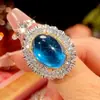2025 Nuevo Conjunto de Colgantes Zhuangshengsheng Joyería Imitación Espinela Azul Retro Lujo Ligero Piedra Principal 13*18 Mayoreo