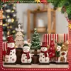 Decoração de mesa de Natal transfronteiriça boneco de neve de madeira árvore veado decoração estilo rústico bandeja de camadas de Natal enfeites decorativos