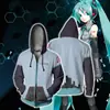 Nova Série Hatsune Miku Impressa em 3D Jaqueta Cardigan com Zíper Moletom com Capuz cosplay Periféricos de Animação