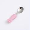 Tenedor y cuchara de silicona de acero inoxidable 304 con mango corto para aprender a comer, cuchara de entrenamiento para bebés, juego de tenedor y cuchara de silicona para alimentos complementarios