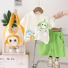 Conjunto Tendência Verão 2025 para Meninos Manga Curta Novo Estiloso Estilo de Rua Infantil Bolsa Transversal 3D Fofinha Conjunto de Duas Peças Manga Curta