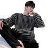 Comercio Exterior Transfronterizo Pijamas para Hombre Invierno Cálido Terciopelo de Coral Pijamas Casuales Simples Rayados Ropa de Casa
