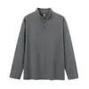 Nueva camiseta Henley de estilo chino con cuello semi-alto de 250g, playera unisex simple de manga larga, popular en transmisiones en vivo