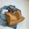 Bolsa Retro de Grande Capacidade Estilo Americano Feminina Casual Fã de Literatura e Arte Bolsa Tote para Aula Universitária Bolsa de Lona para o Dia a Dia