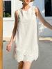 Vestido Blanco de Algodón y Lino para Mujer Vestido Chaleco Línea A Celebridad Fragancia Pequeña Vestido Línea A Verano Nuevo Ropa de Mujer Nanyou