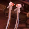 Acessório de Cabeça Hanfu Feminino Flor de Seda Longa Presilha com Fitas Acessórios de Cabelo Antigos Super Fada para Crianças Par de Presilhas com Franja para Menina