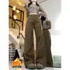 Jeans preto e cinza de perna larga para mulheres, outono e inverno, forrado com fleece, espessado, cintura alta, modelagem que afina, versão estreita, perna reta solta, calça comprida