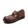 Zapatos de Cuero de Caballo Jishu 2024 Primavera y Otoño Capa Superior Piel de Vaca Tacón Bajo Suela Suave Zapatos de Mujer Cuero Genuino Boca Baja Zapatos de Mujer Banda Ancha Ligeros de Una Sola Capa