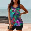 Novo Tankini Dividido Roupa de Banho Europeia e Americana Transfronteiriça Feminina Estampada Shorts Conjunto de Duas Peças Amazon Aliexpress