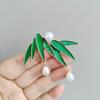Novo chinês antigo borla fã pipa broche com pérola verde flor traje cheongsam pino corsage jóias