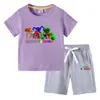 Camiseta infantil de verano 2023, nueva ropa infantil de comercio exterior, pantalones de manga corta de algodón coreano para niños, traje de dos piezas