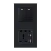 Interruptor Vertical de Uma Peça Comércio Exterior Multifuncional Alemão à Prova d'Água Tomada Alemã Painel Preto Hotel Suprimento Transfronteiriço