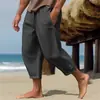 Nuevos Pantalones Cortos de Playa de Verano Casual para Hombre 2025 Transfronterizos de Amazon con Cordón en la Cintura y Bolsillo de Algodón y Lino