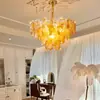 Lámpara de araña retro francesa de lujo ligero Hugh Lesli de cristal de nube, luz principal de sala de estar de alta gama, lámpara para comedor y dormitorio