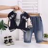 Traje de Primavera y Otoño para Niño 2025 Nuevo Estilo Infantil Casual Traje de Béisbol Conjunto de Tres Piezas Ropa de Bebé de Primavera y Otoño a la Moda