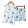 Pijamas Infantiles, Ropa de Casa de Verano para Niños, Conjuntos de Chaleco, Ropa de Verano Delgada de Algodón de Bambú para Niños Pequeños y Medianos