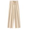Pantalones de pierna ancha de estilo coreano para mujer, de punto de lana pura, de cintura alta, elegantes, sencillos y combinables, informales.