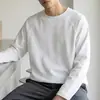Atacado Transfronteiriço Camiseta Masculina de Sarja 210g com Manga Longa, Gola Redonda, Caimento Solto, Cor Sólida, Roupa Casual de Outono, Venda Direta da Fábrica