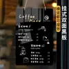 Placa de menu de quadro-negro pequena para pendurar em ambos os lados para loja de milk tea, cafeteria, restaurante, loja de catering, placa de publicidade de parede