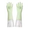 Guantes cómodos para lavar platos en el hogar, Longitud extendida, Cocina para mujer, Forrados con vellón, Látex de goma engrosado, Goma plástica impermeable, Duraderos