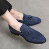 Zapatos de Cuero Británicos para Hombre Estilo Coreano de Moda Elevadores Internos Antivellón Zapatos Tipo Mocasín Slip-on Perezosos Casuales Mocasines con Borlas