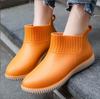 Calçados de Borracha Femininos Estilo Japonês Modernos de Cano Curto com Forro de Lã Botas de Chuva Casuais para Uso Externo Confortáveis com Solado Macio para Adultos