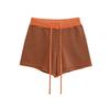 433-Shorts Casuais Sexy de Cintura Elástica com Cordão Estilo Europeu e Americano para Mulheres Nova Moda 2025 Calças de Tricô Slim