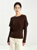 Conjunto de duas peças de suéter com babados estilo coreano para mulheres, nova coleção outono/inverno, top de malha simples e elegante de manga longa