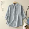 Verano Nuevo Versátil Holgado Adelgazante Abotonado para Mujer 2026 Estilo Vintage Simple Manga Corta Algodón Lino Camisa Cárdigan