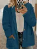 Moda Feminina Europeia e Americana 2025 Site Independente Amazon Outono e Inverno Casaco Cardigan Solto com Capuz Peludo com Botões de Tricô e Bolsos
