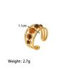 Anillo Transfronterizo Europeo y Americano Retro de Acero Inoxidable Chapado en Oro de 18k con Incrustaciones de Ojo de Pavo Real/Tigre