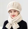 Chapéu de Velha Feminino Outono e Inverno Tricô Casual Moda Chapéu de Mãe Meia-Idade e Idoso Espessado Forrado com Lã Chapéu Quente de Lã Topo Arredondado