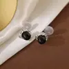 Pendientes de Ojo de Tigre y Perlas Geométricas para Mujer Otoño e Invierno 2025, Sentido Avanzado, Temperamento Negro, Personalidad, Pendientes Versátiles