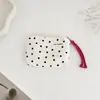 Monedero de lunares estilo coreano Ins, Bolsa pequeña portátil con cordón, Bolsa de almacenamiento multifuncional, Bolso de mano exquisito de alto valor para mujer