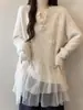 Suéter de Malla Patchwork con Mariposas Florales Tridimensionales 2025 Nuevo Estilo Otoño e Invierno Suéter Holgado Suave Pulóver para Mujer